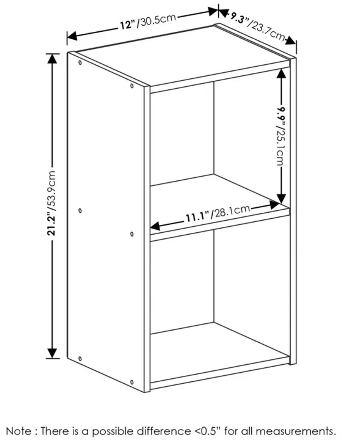 Furinno Pasir 2-Tier Open Shelf Bookcase, White