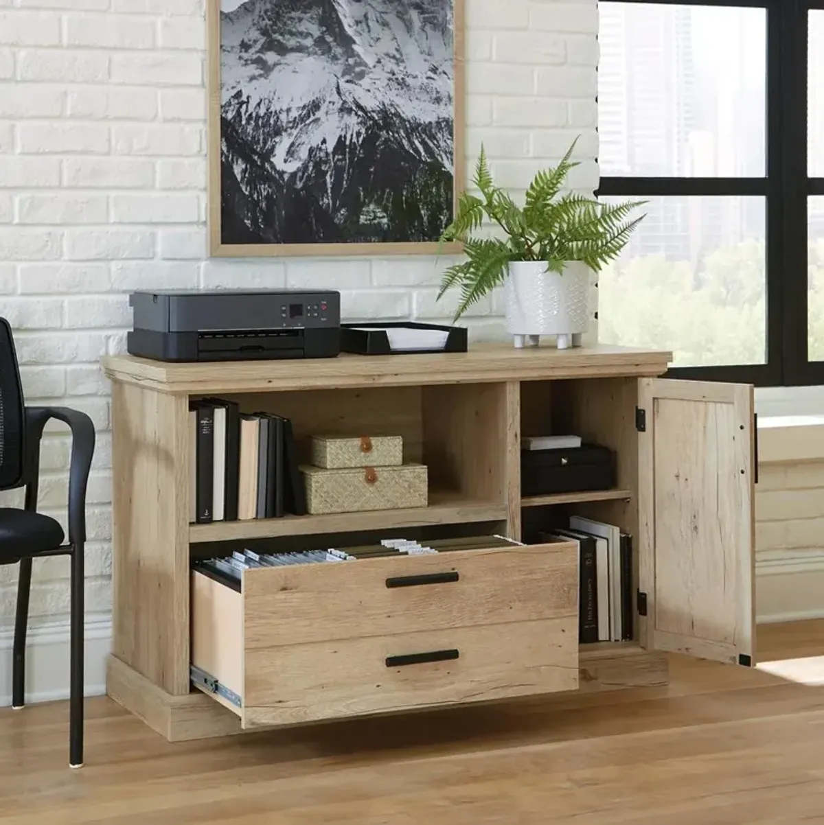 Sauder Mason Peak Small Credenza  Prime Oak