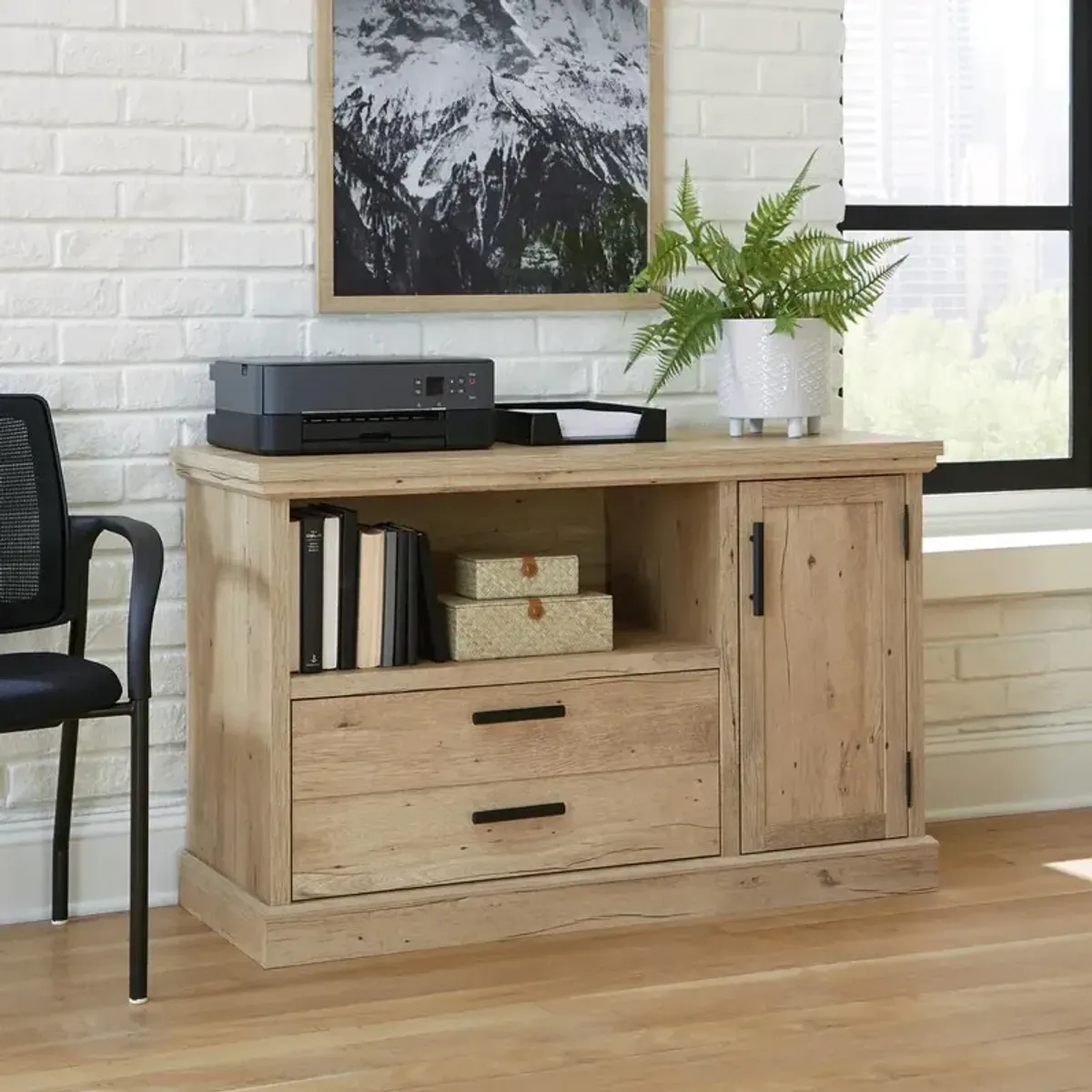 Sauder Mason Peak Small Credenza  Prime Oak