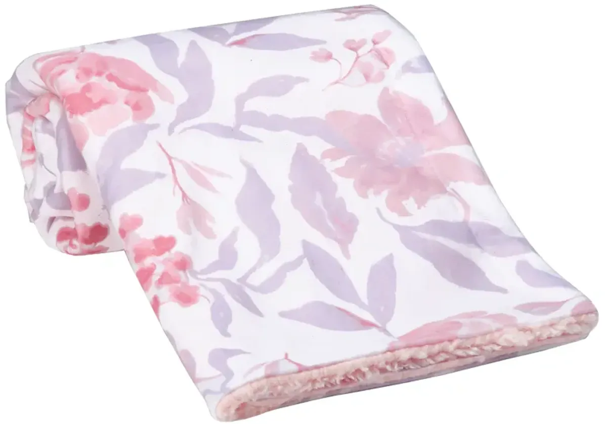 Bedtime Originals Lavender Floral Pink/Purple Soft Fleece Baby Blanket