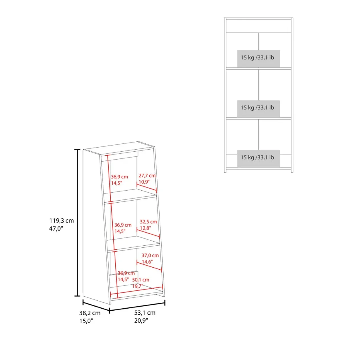 Bookcase Piney, Office, White