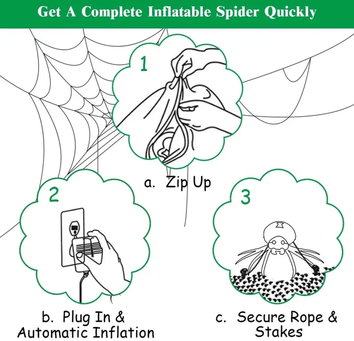 6 Feet Halloween Inflatable Blow-Up Spider