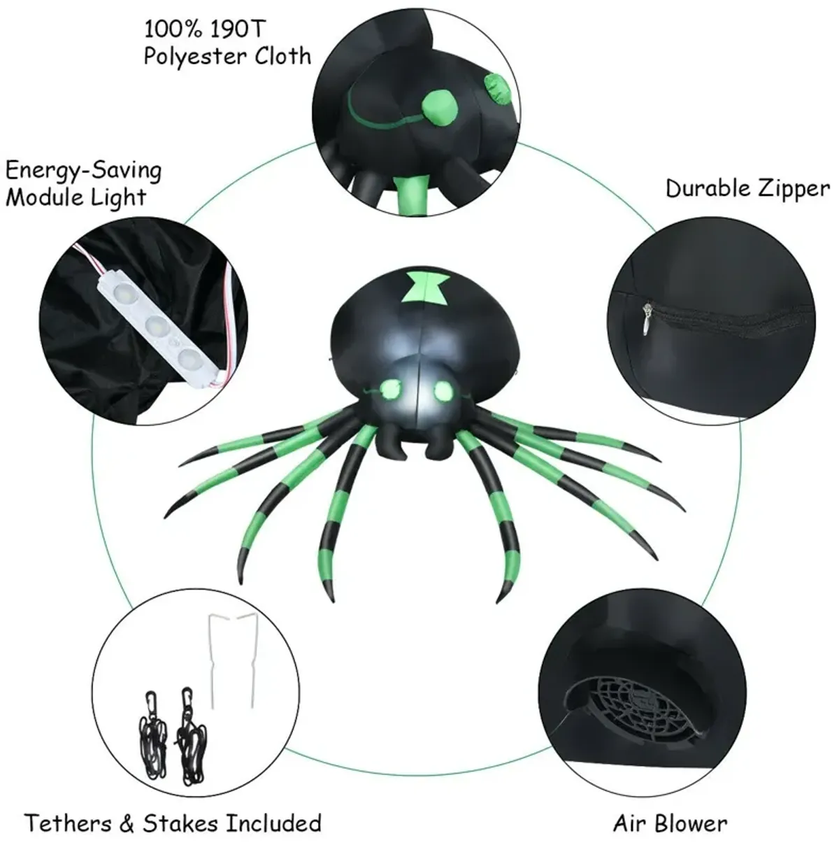 6 Feet Halloween Inflatable Blow-Up Spider