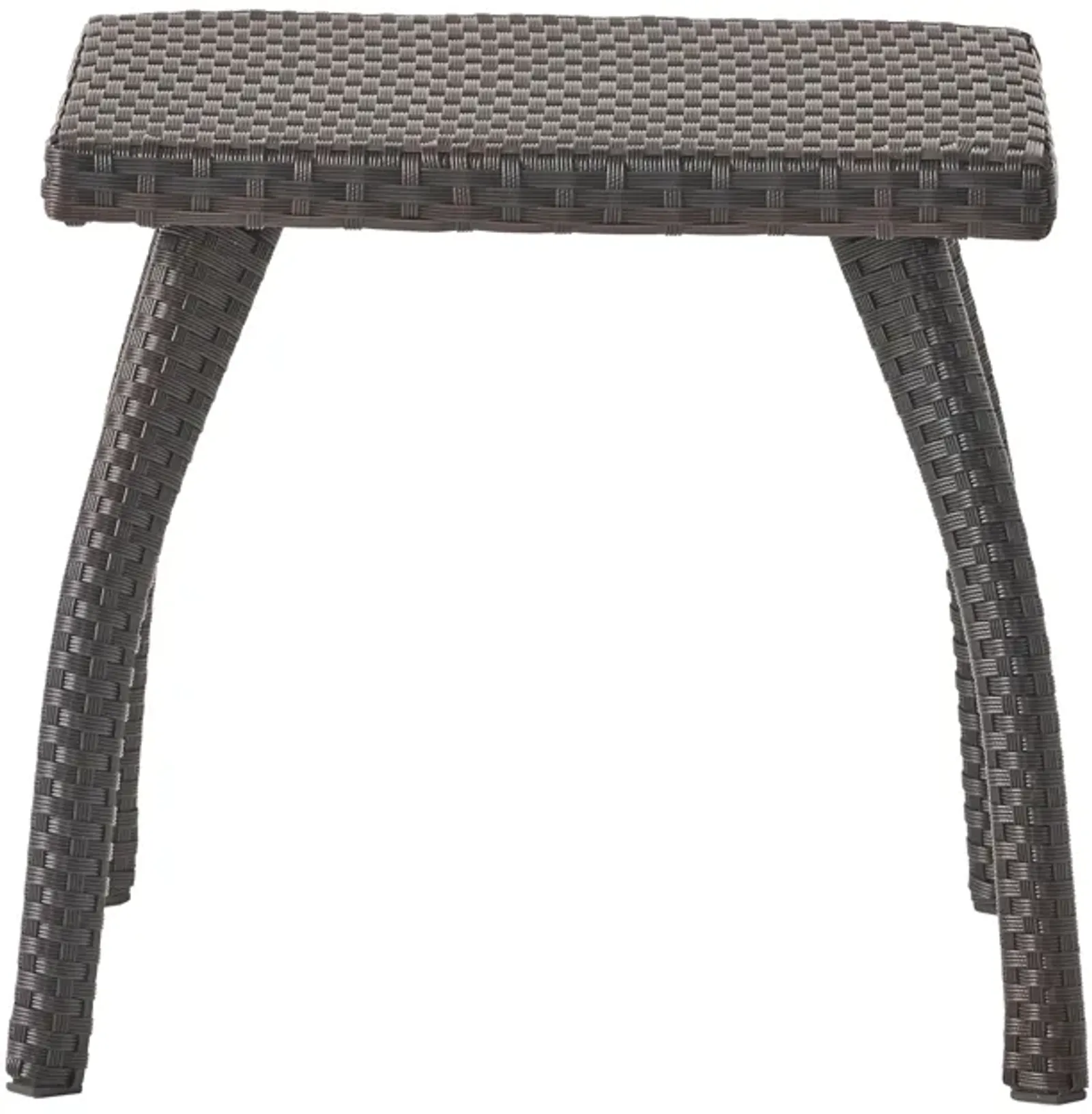 Honi Side End Table, Square 19 Inch Brown Outdoor Rattan, Iron, Curved Legs