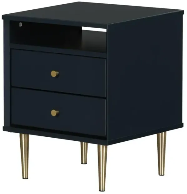 Dylane 2-Drawer Nightstand, Navy Blue