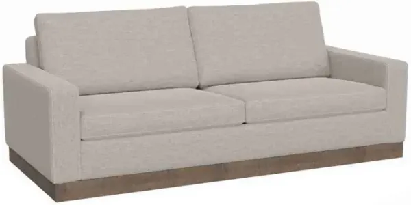 Jeni Sofa, 2 Throw Pillows, Modern 90 Inch Oyster Beige Polyester Seat - Benzara