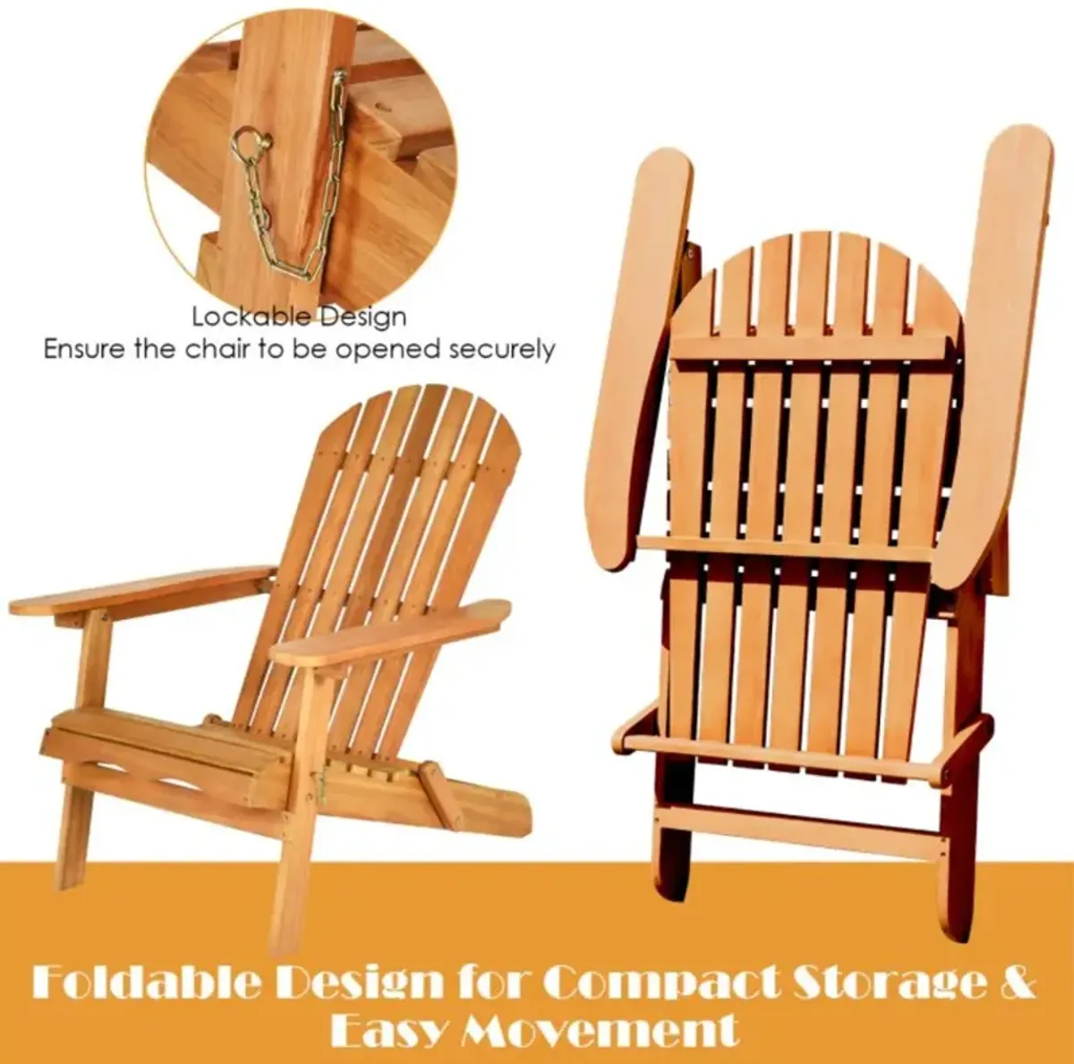 Hivvago 3 Pieces Adirondack Chair Set with Widened Armrest