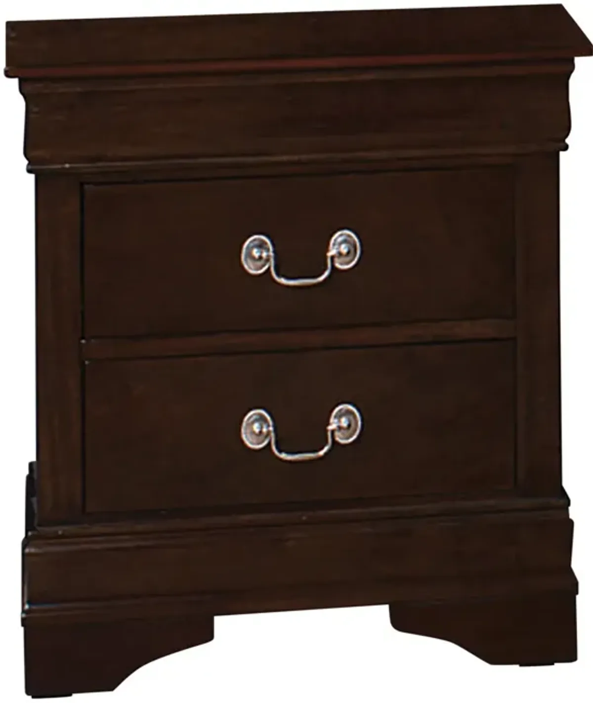 Nim 24 Inch 2 Drawer Nightstand, Classic Bail Handles, Cappuccino Brown-Benzara