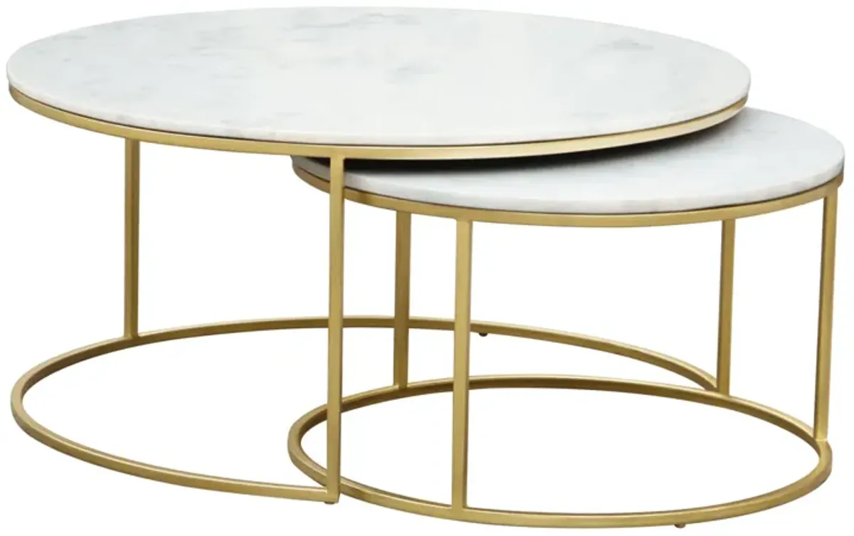 Daniel Nesting Coffee Tables White and Gold