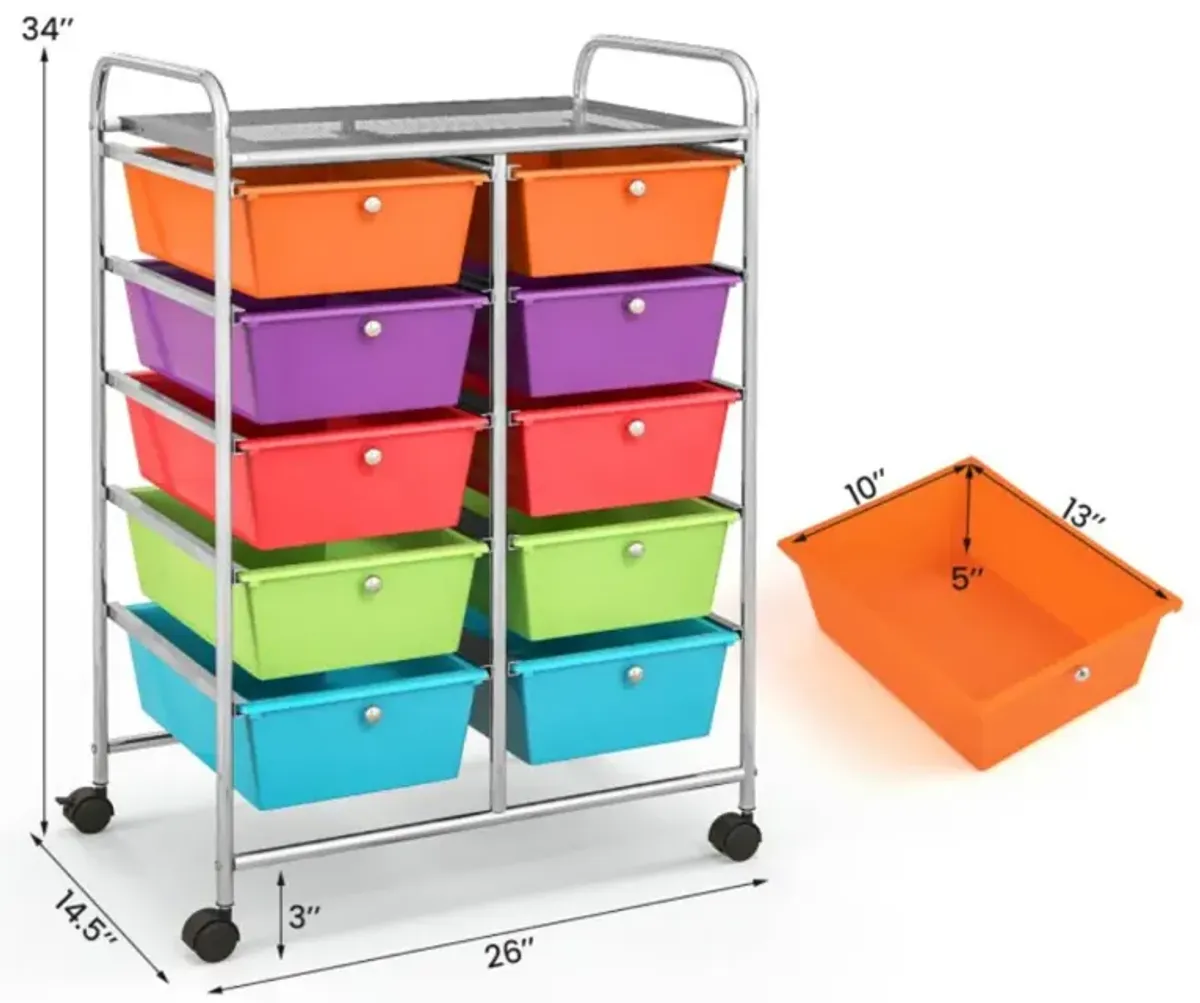 Hivvago 10-Drawer Rolling Storage Cart