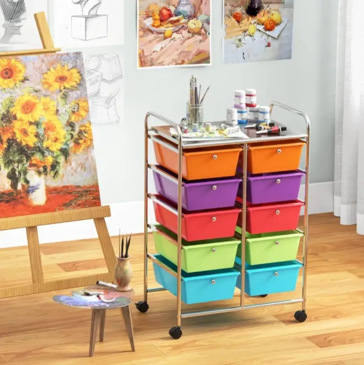 Hivvago 10-Drawer Rolling Storage Cart