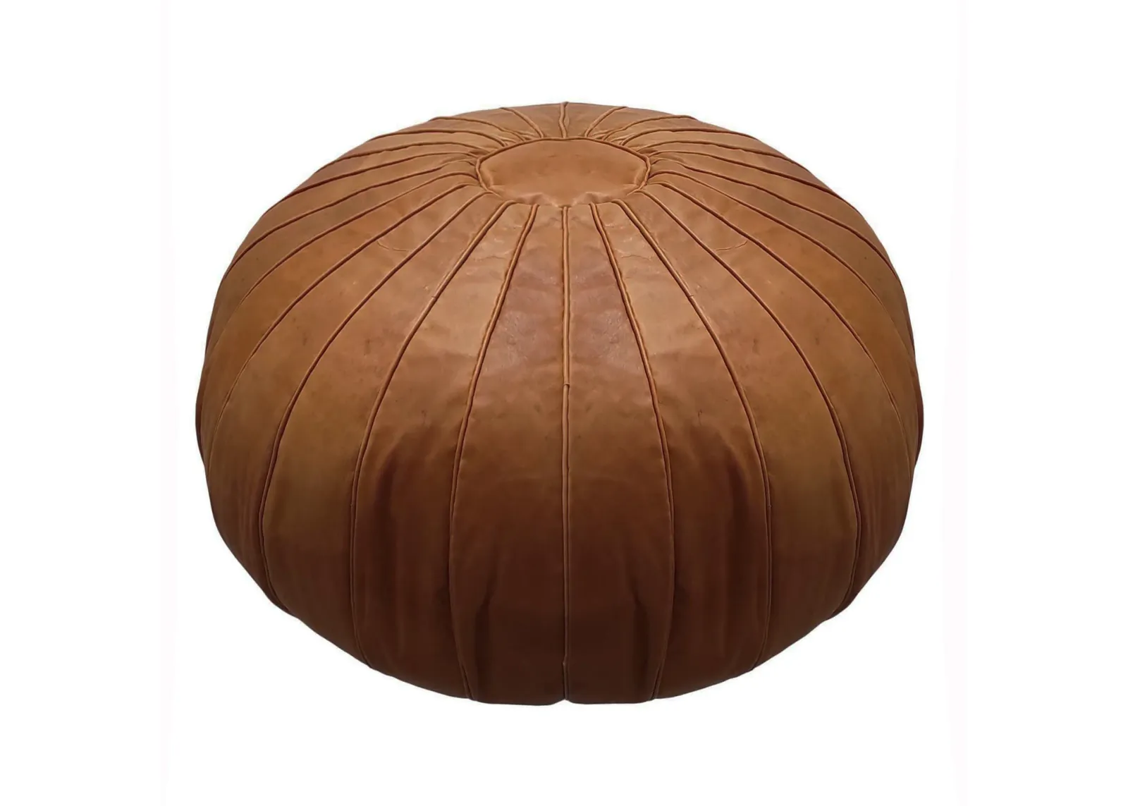 Handmade Moroccan Ottoman, Genuine Leather Pouf