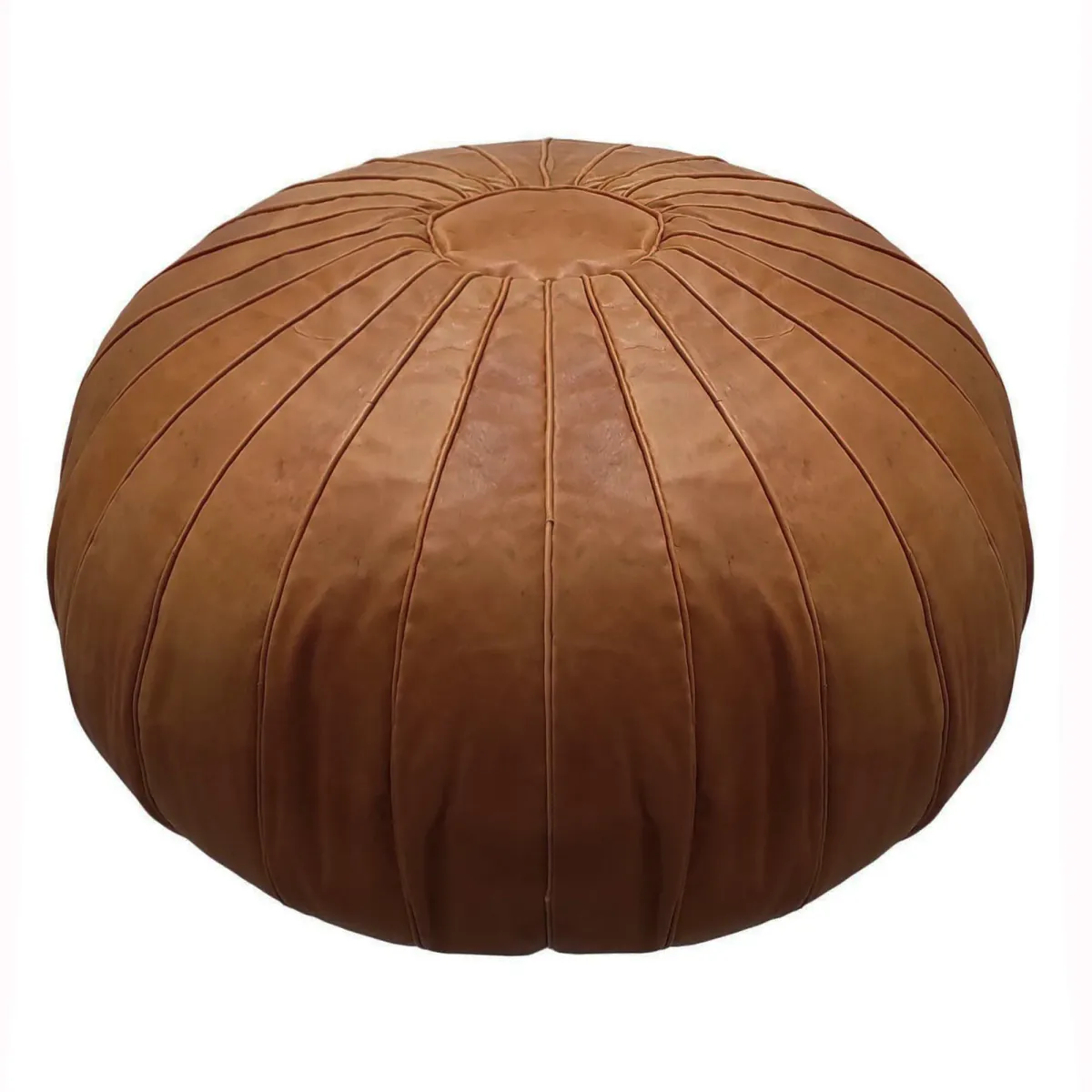 Handmade Moroccan Ottoman, Genuine Leather Pouf