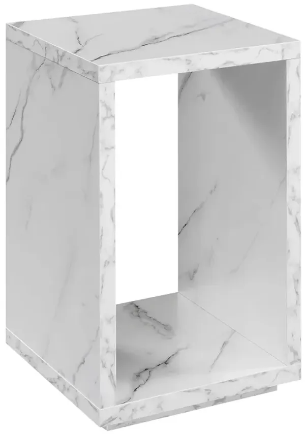 Convenience Concepts Northfield Admiral End Table with Shelf, White Faux Marble