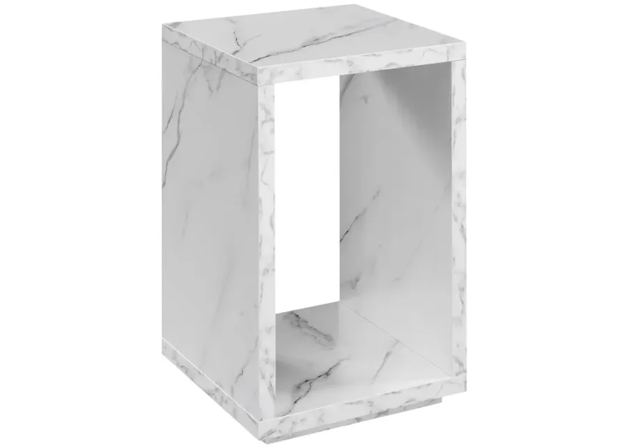 Convenience Concepts Northfield Admiral End Table with Shelf, White Faux Marble