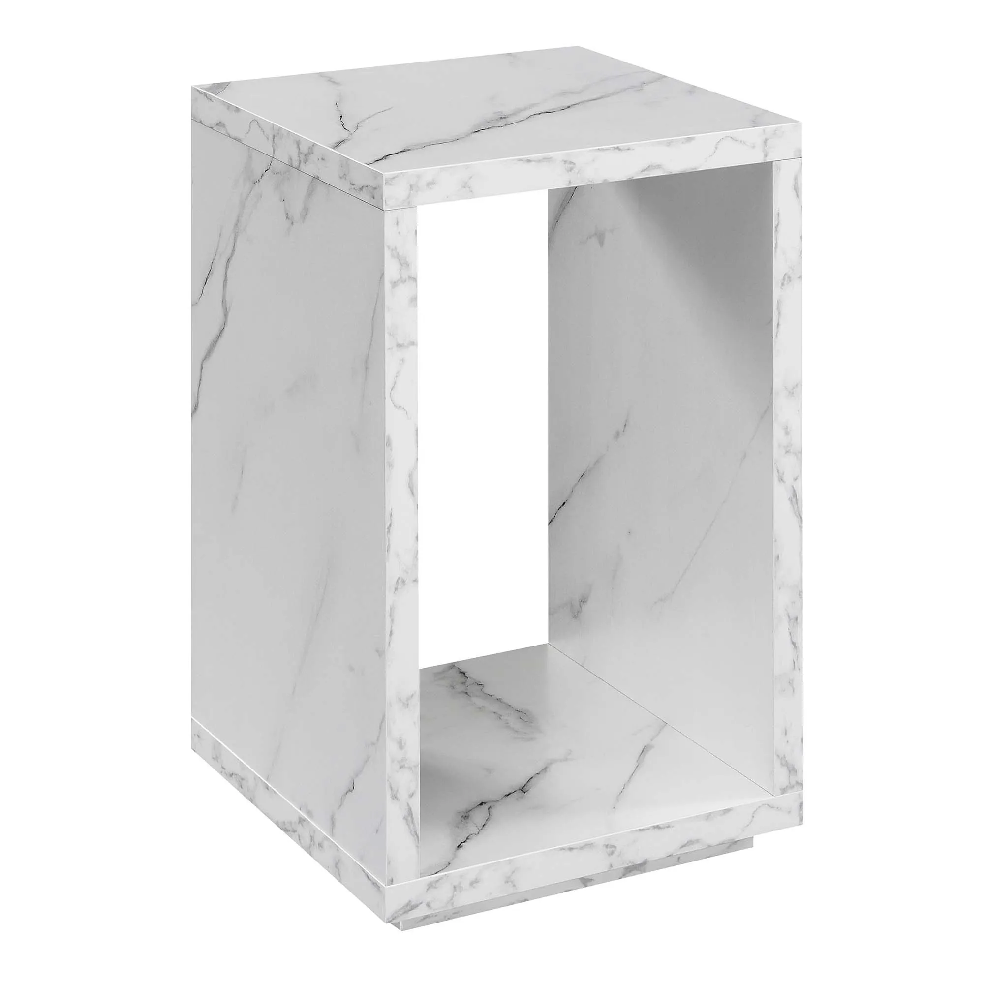 Convenience Concepts Northfield Admiral End Table with Shelf, White Faux Marble