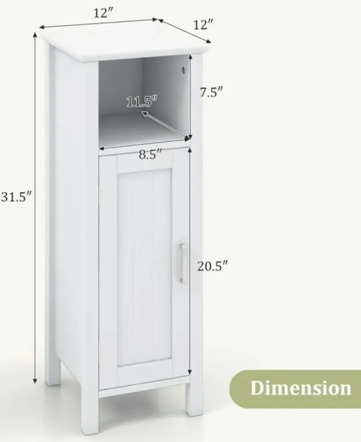 Hivvago 1-Door Freestanding Bathroom Cabinet with Open Shelf