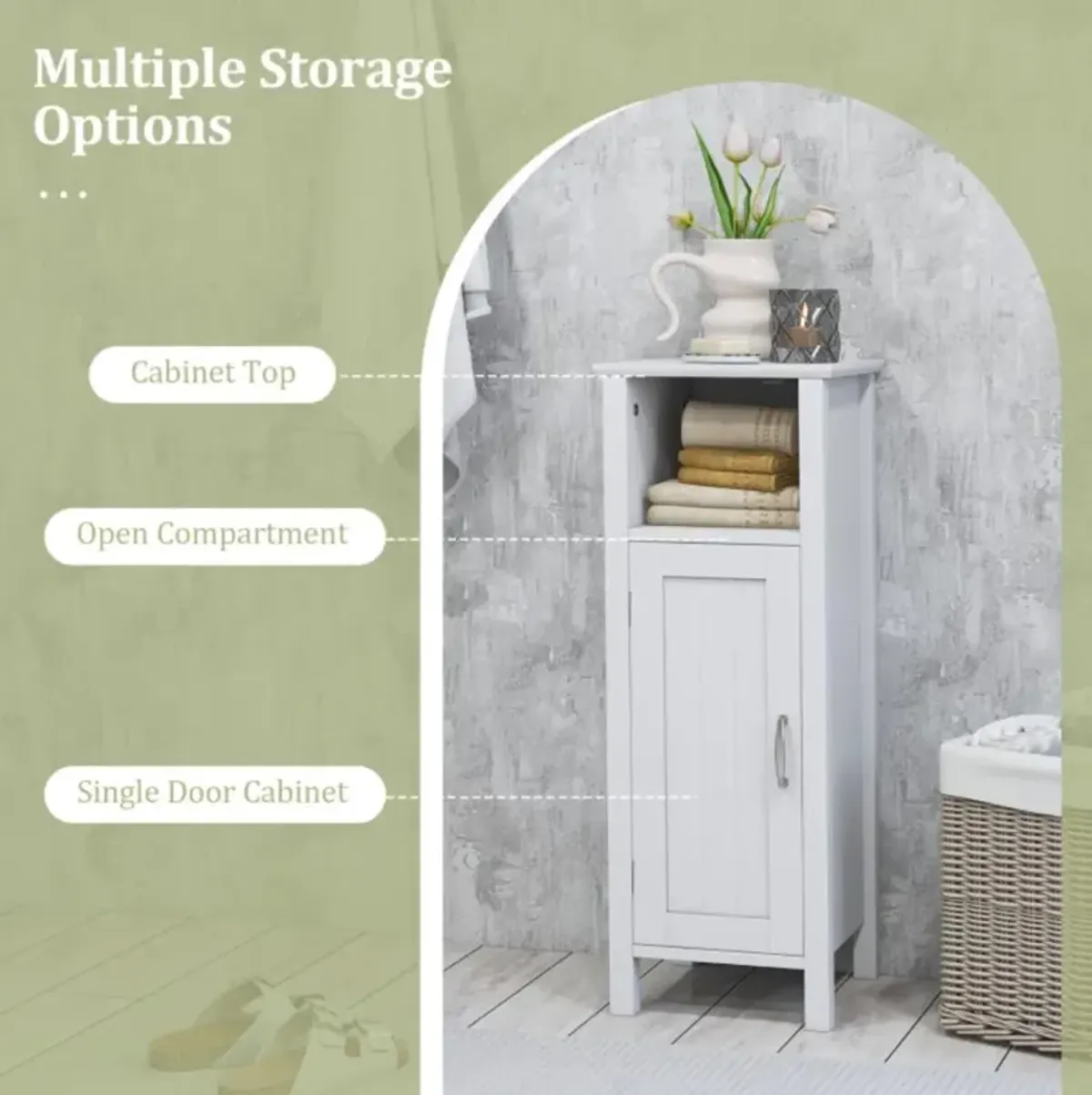 Hivvago 1-Door Freestanding Bathroom Cabinet with Open Shelf