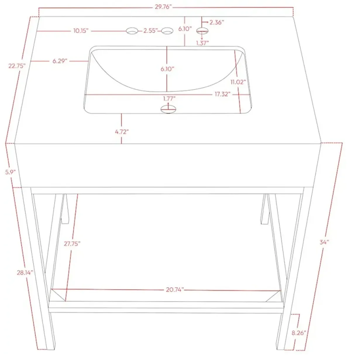 Meridian Furniture Marmo White Engineered Marble Bathroom Vanity