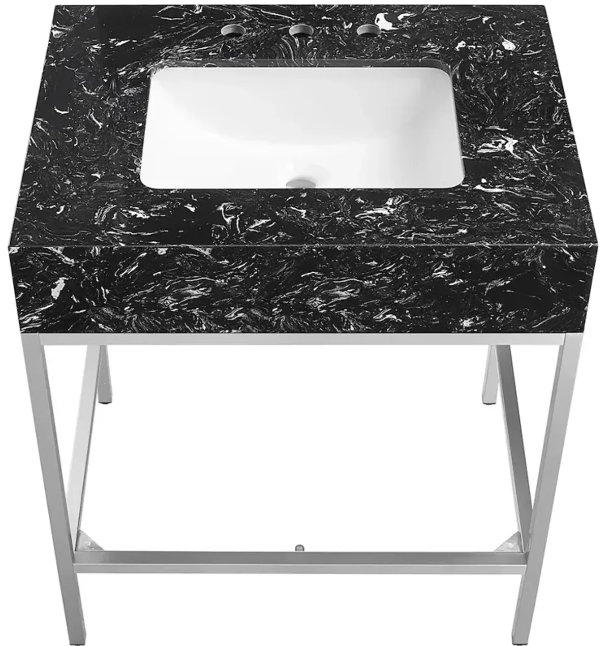 Meridian Furniture Marmo White Engineered Marble Bathroom Vanity