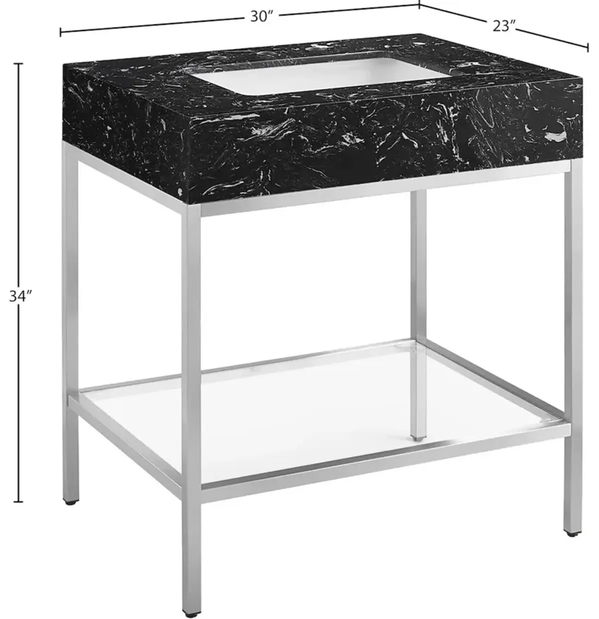 Meridian Furniture Marmo White Engineered Marble Bathroom Vanity