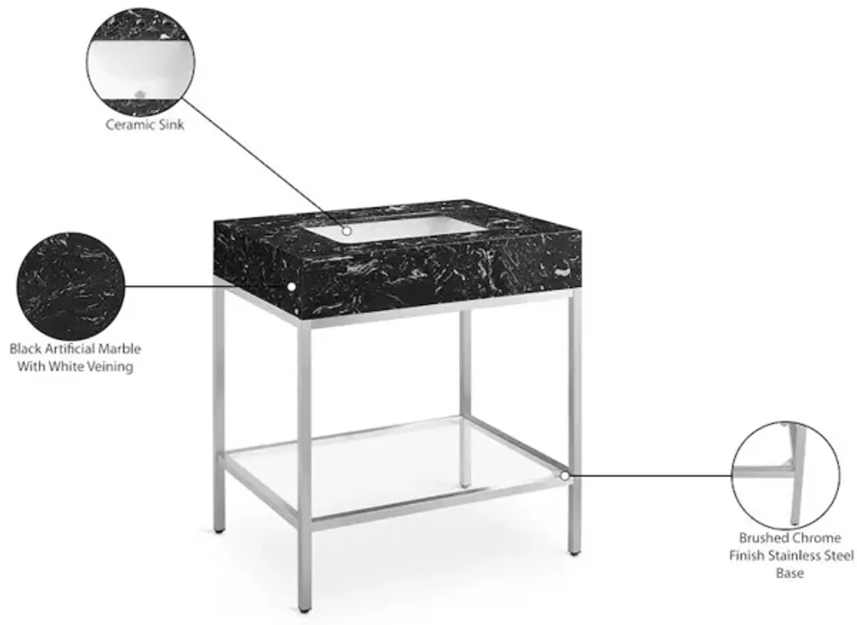 Meridian Furniture Marmo White Engineered Marble Bathroom Vanity