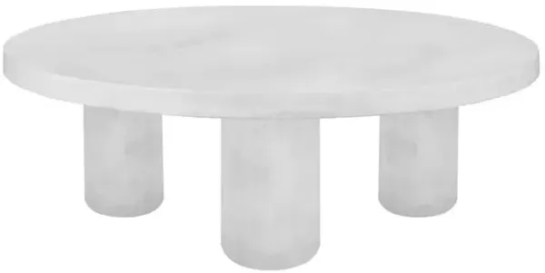 90210 Furniture Nat Round Coffee Table Medium In Ivory Concrete