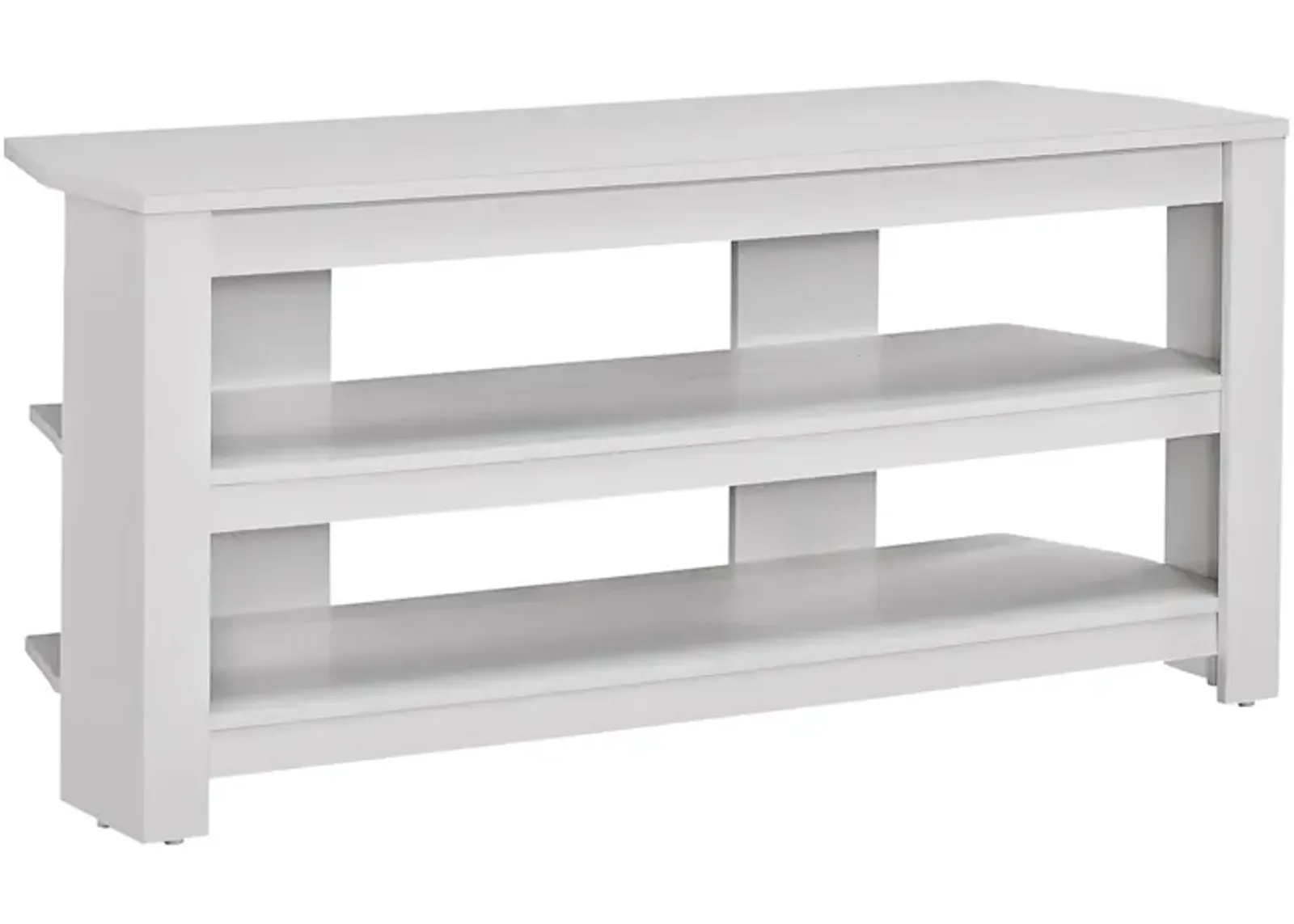 Monarch Specialties I 2567 Tv Stand, 42 Inch, Console, Media Entertainment Center, Storage Shelves, Living Room, Bedroom, Laminate, White, Contemporary, Modern