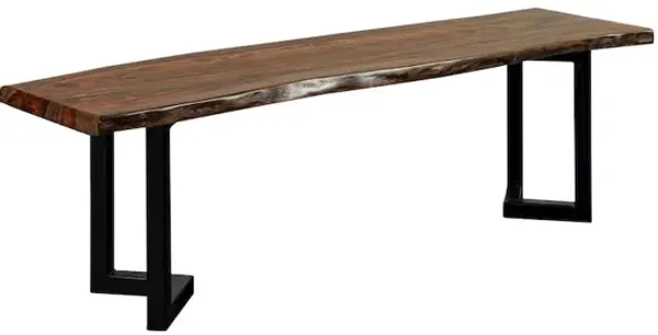 Porter Designs Manzanita Live Edge Solid Sheesham Wood Dining Bench, Brown