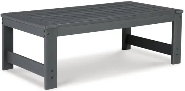 Wigo 48 Inch Outdoor Coffee Table, Slatted Top, Modern Style, Charcoal Gray - Benzara