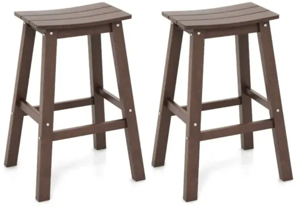 Hivvago 29 Inch HDPE Patio Bar Stool Set of 2 Armless Saddle Stools