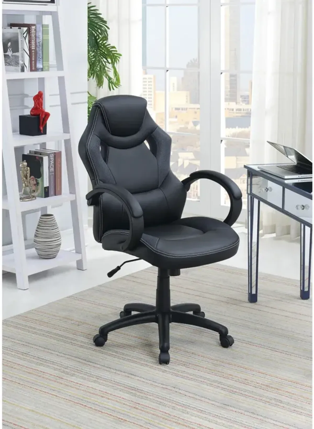 Adjustable Height Executive Office Chair, Black