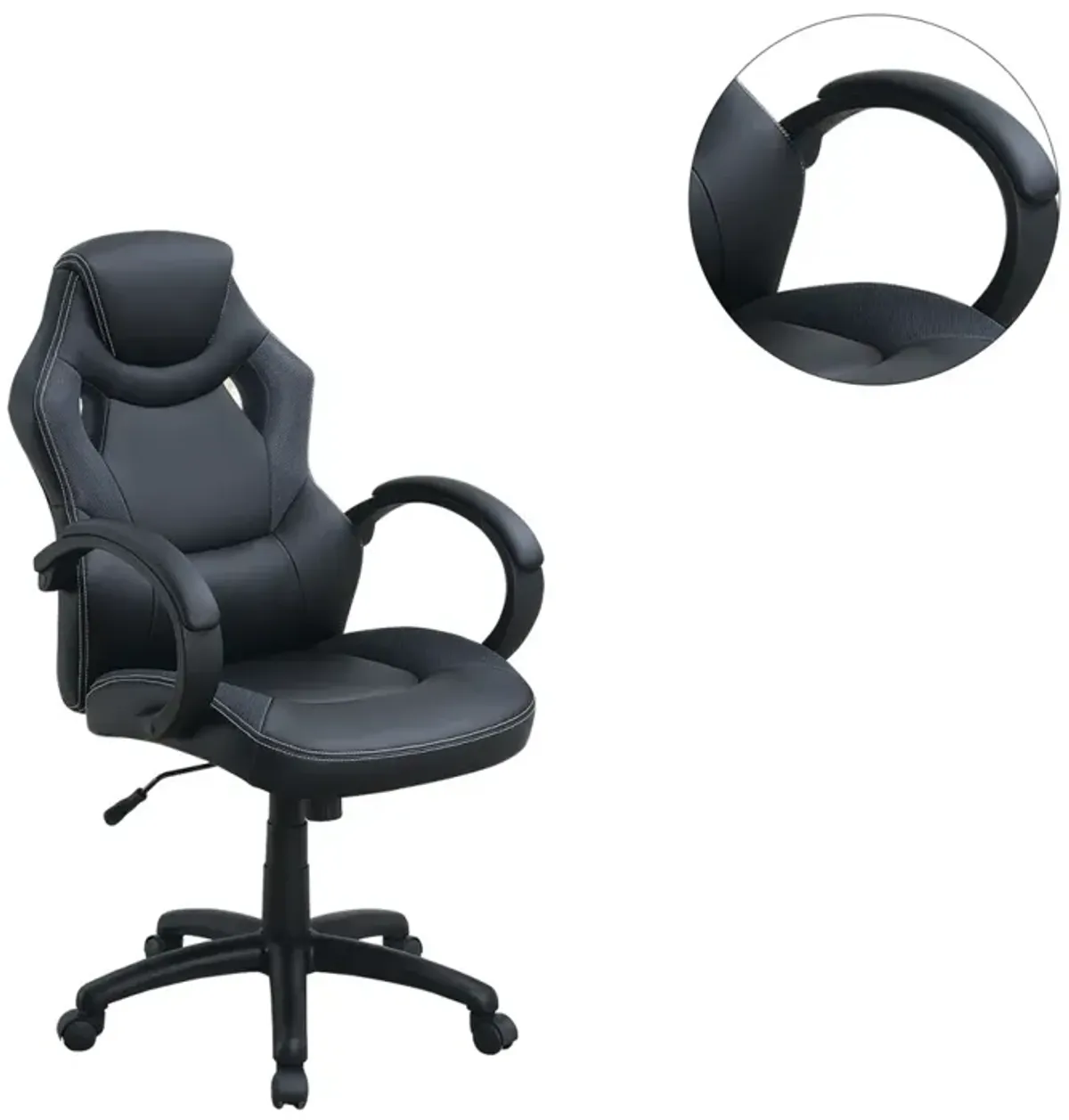 Adjustable Height Executive Office Chair, Black