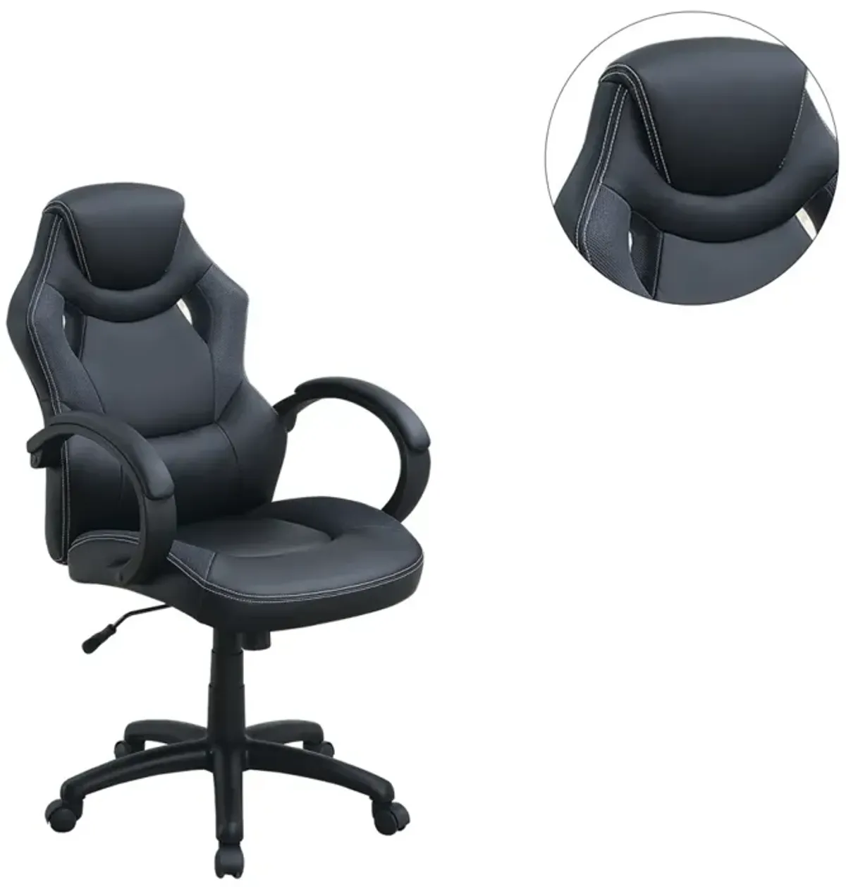 Adjustable Height Executive Office Chair, Black