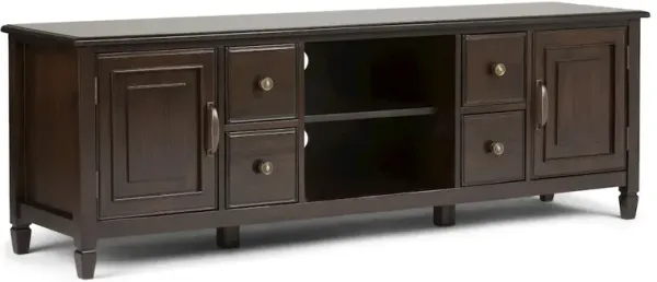 Simpli Home Solit Wood 72 Inch Wide Tv Stand In Dark Chestnut Brown For Tvs Up To 80 Inches