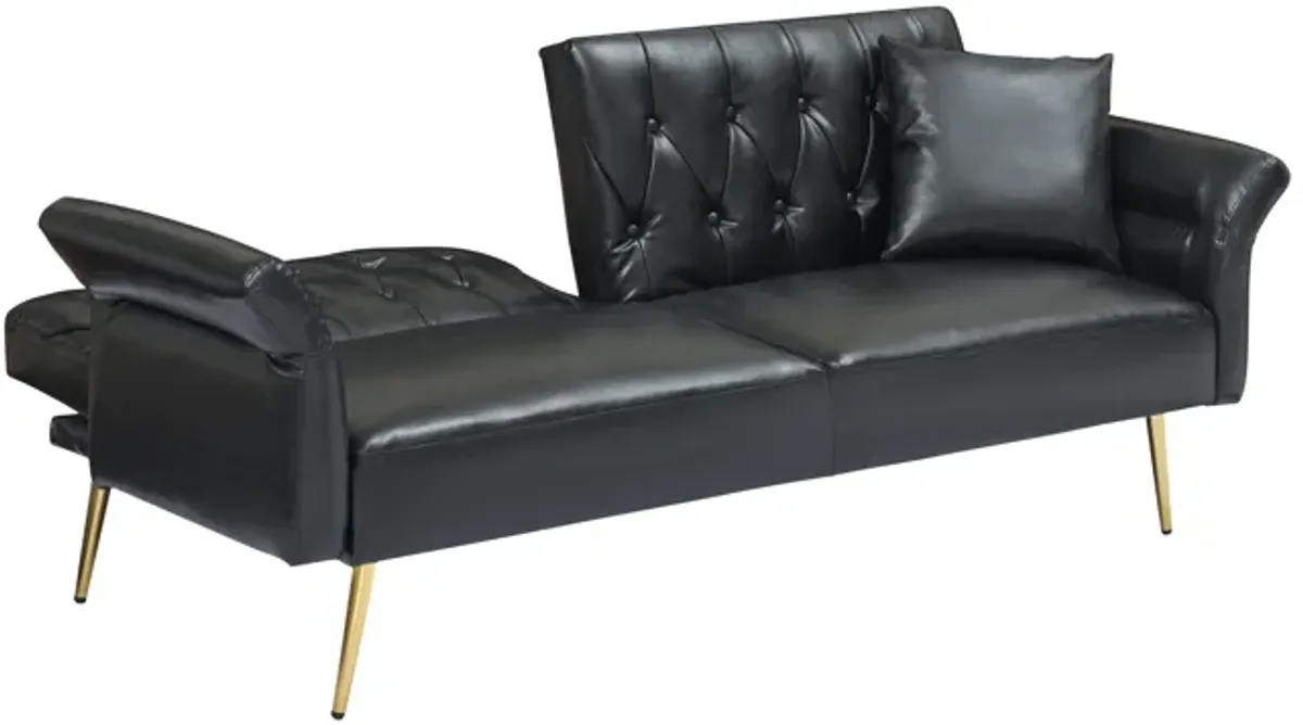 Merax Faux Leather Sleeper Sofa with Adjustment Armrests