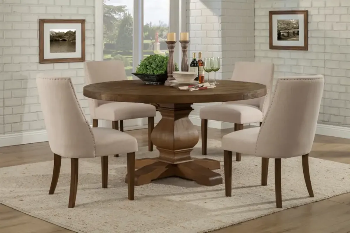 Kensington Round Solid Pine Dining Table, Walnut
