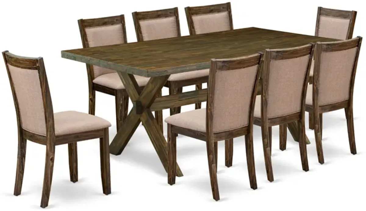 East West Furniture X777MZ716-9 9Pc Dining Room Set - Rectangular Table and 8 Parson Chairs - Multi-Color Color