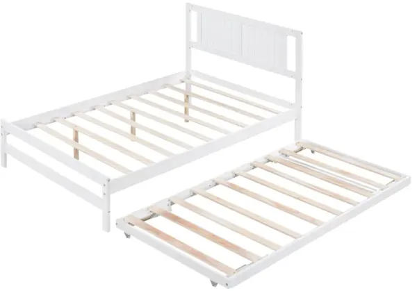 Full Size Platform Bed with Adjustable Trundle