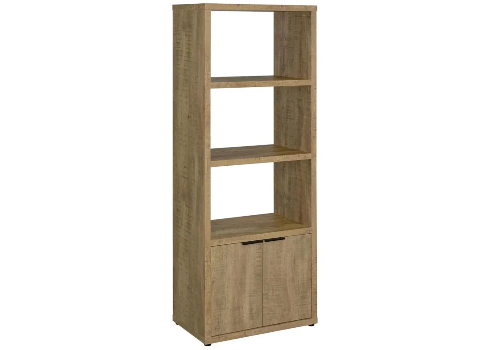 Tag 71 Inch Media Tower with 3 Shelves, 2 Doors, MDF Wood, Mango Brown - Benzara