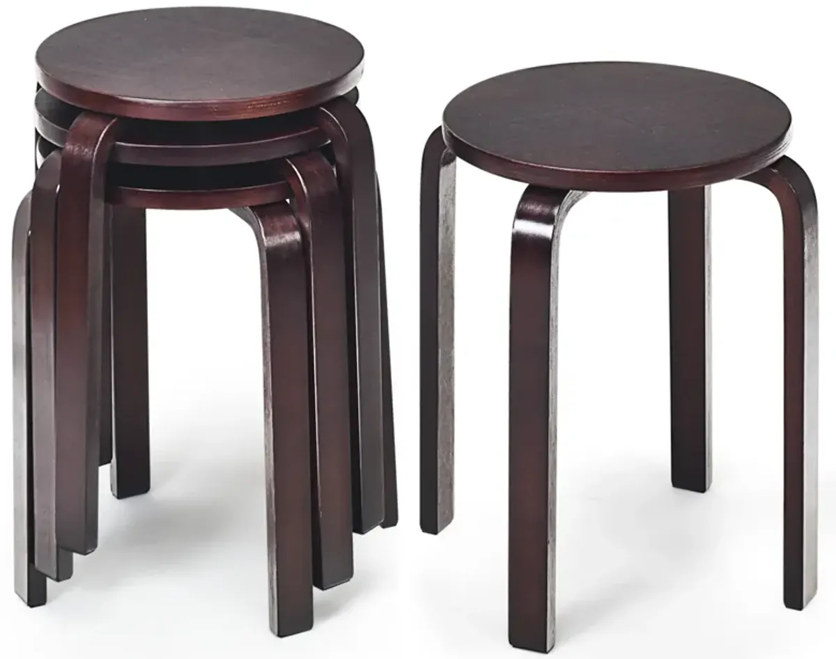 Set of 4 18 Inch Stackable Bentwood Dining Chairs with Round Top