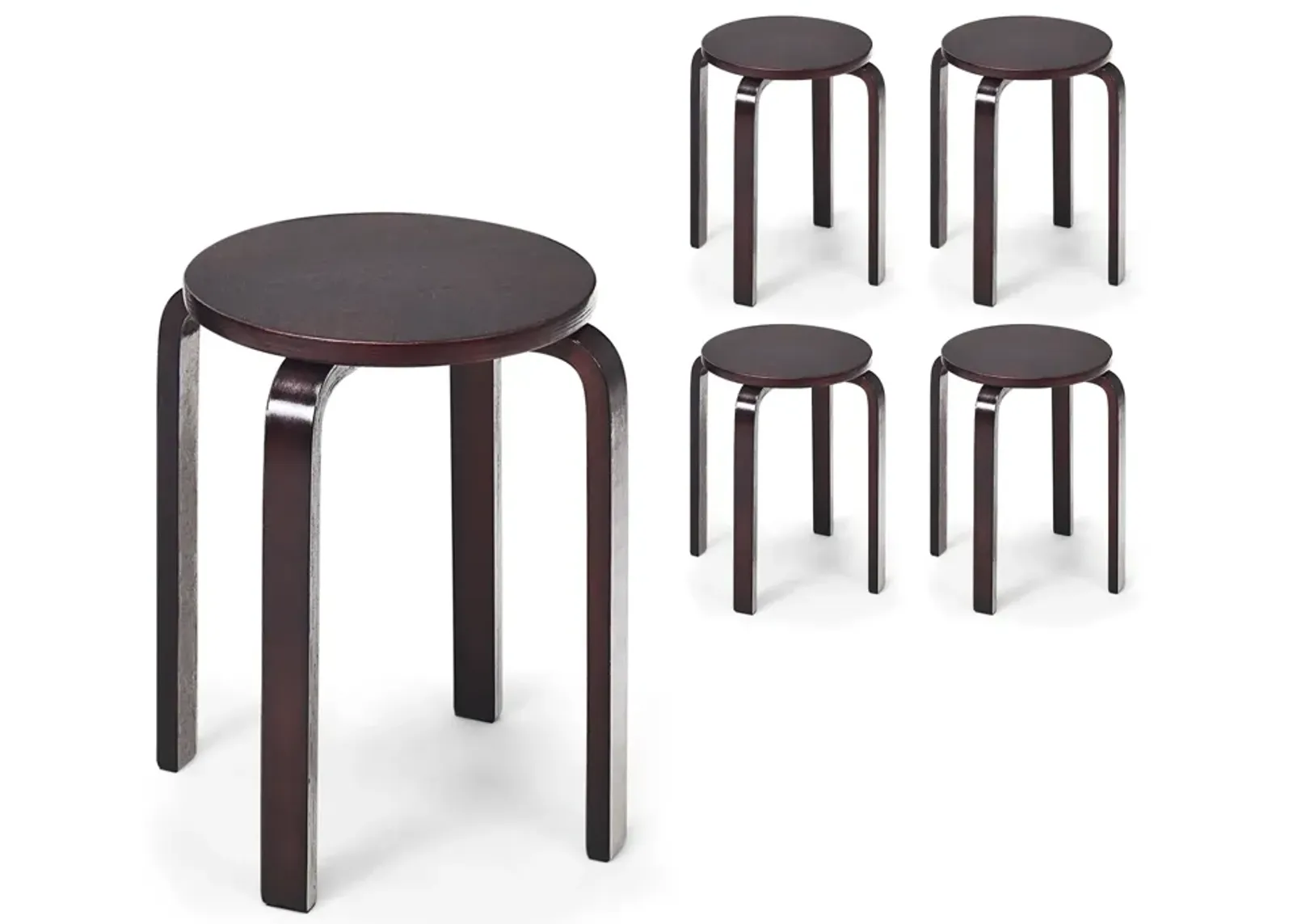 Set of 4 18 Inch Stackable Bentwood Dining Chairs with Round Top