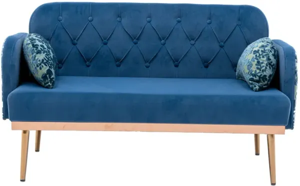 Velvet Sofa: Stylish Accent Loveseat with Metal Feet