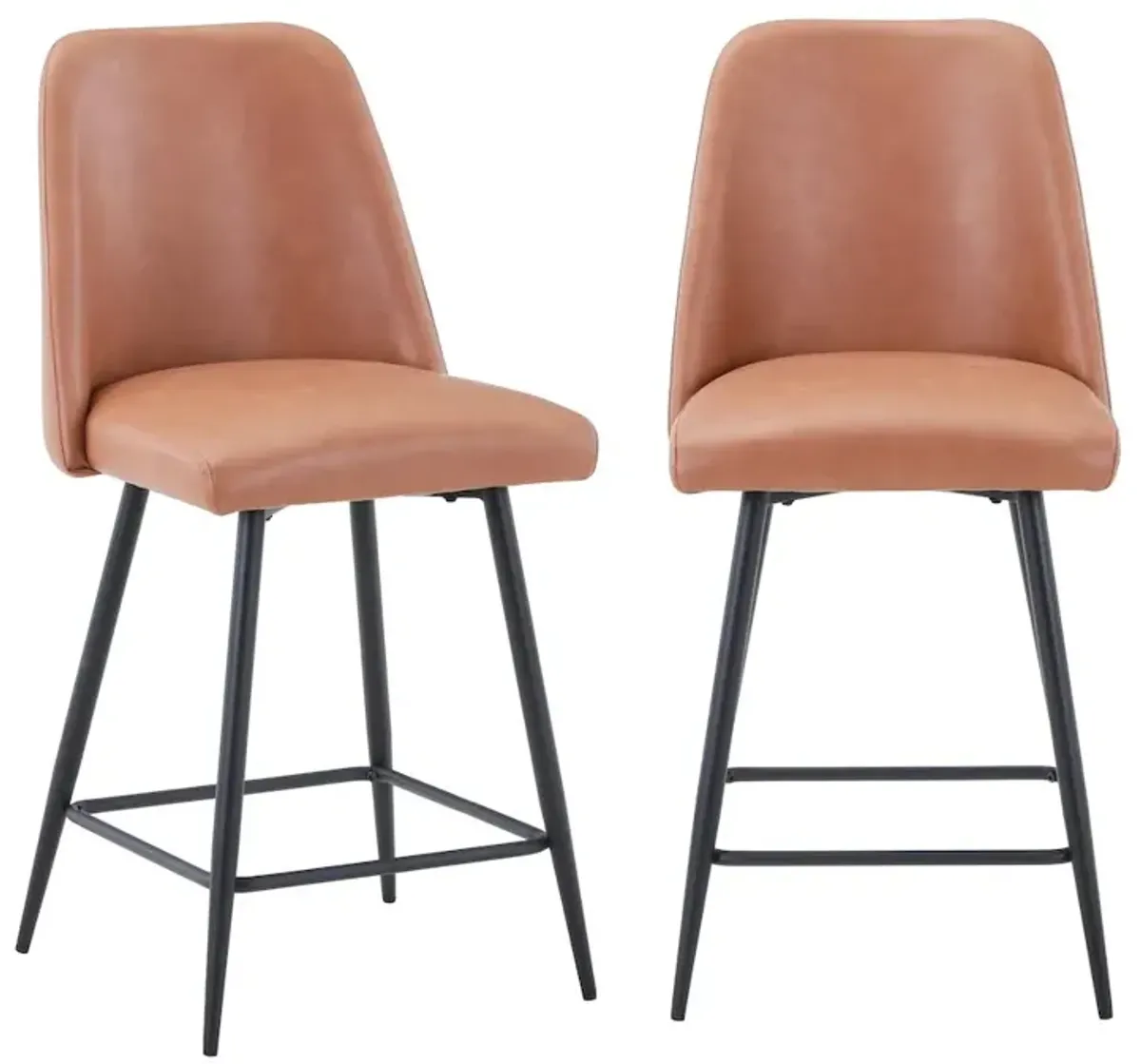 Jofran Mid-Century Modern Faux Leather Upholstered Counter Height Barstool (Set of 2)