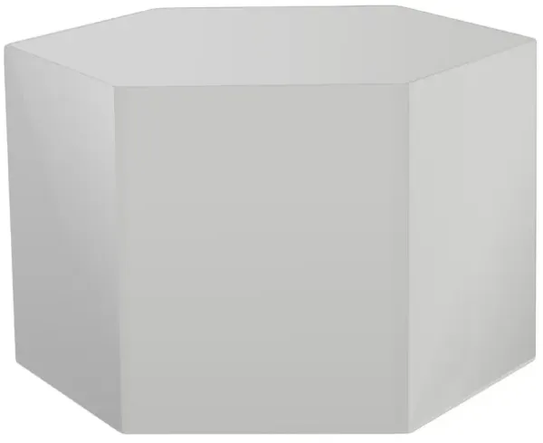 Cid Keli 15 Inch Modular End Table, Small, Glossy, Light Gray-Benzara