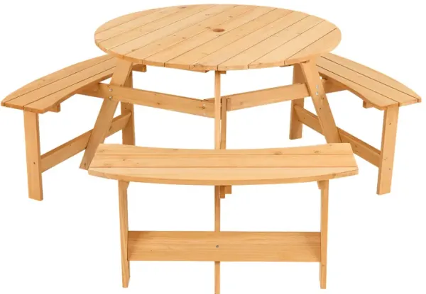 Kids Outdoor Wooden Picnic Table and Bench Set with Umbrella Hole