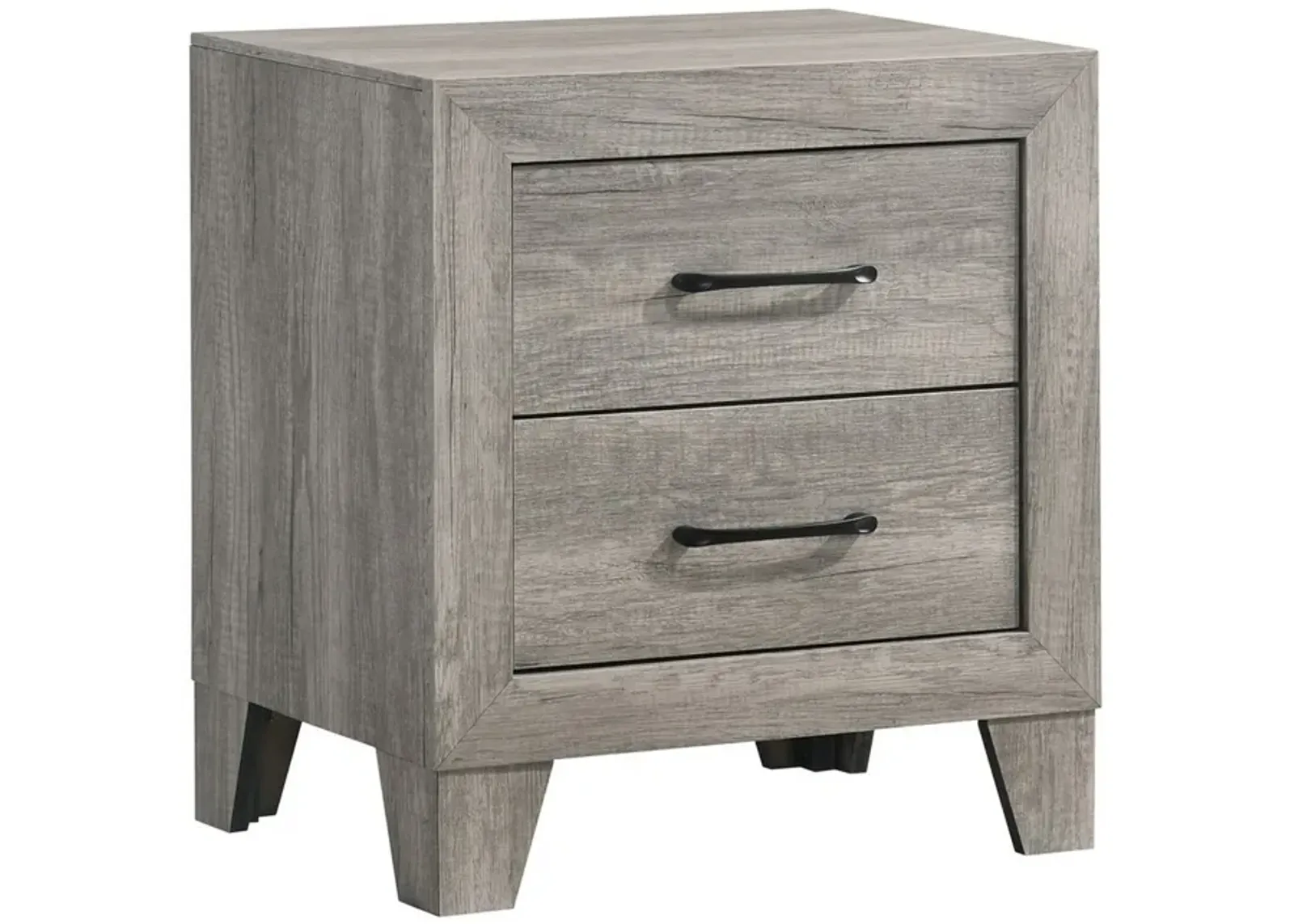 Isha 24 Inch 2 Drawer Nightstand with Metal Handles, Modern Driftwood Gray-Benzara