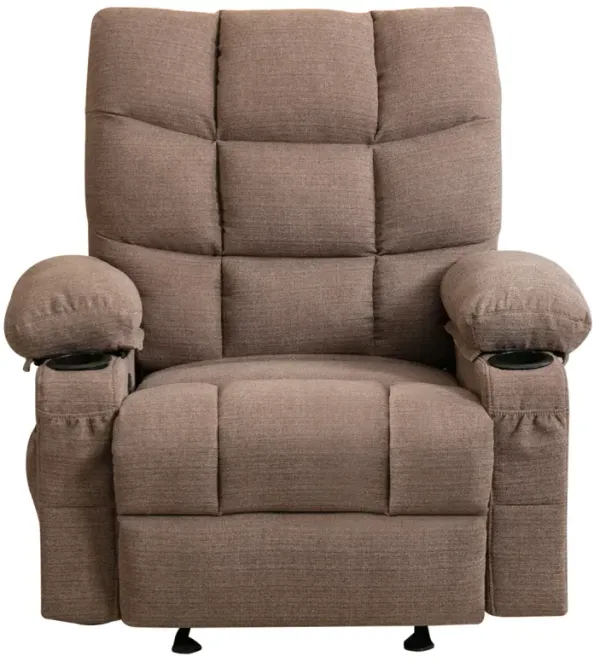 Recliner Chair Massage Heating Sofa With USB And Side Pocket 2 Cup Holders (Brown)