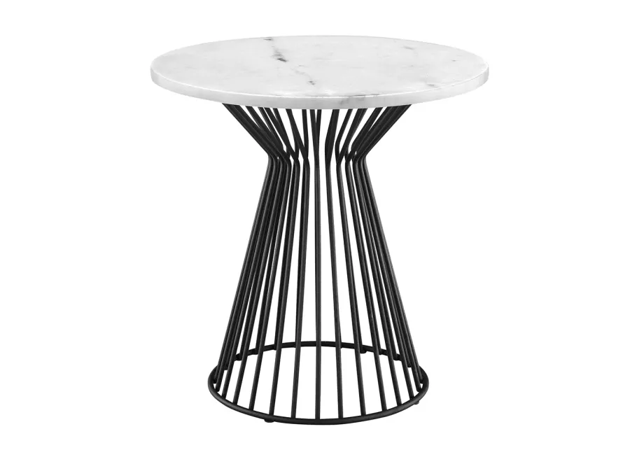 Gracie Mills Howell Matte Black and White Marble End Table