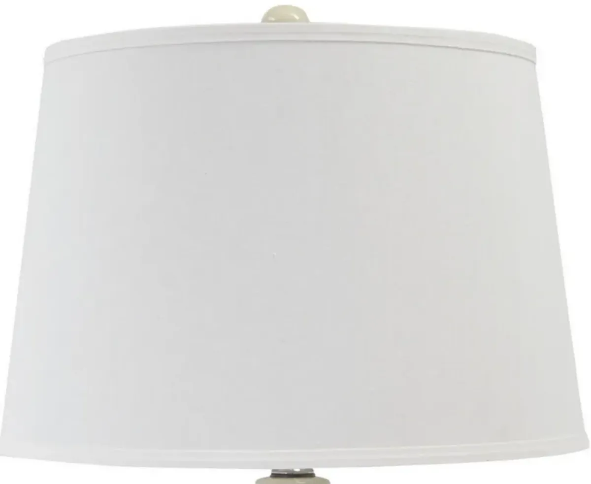 Hardback Shade Table Lamp with Double Gourd Ceramic Base, Cream-Benzara